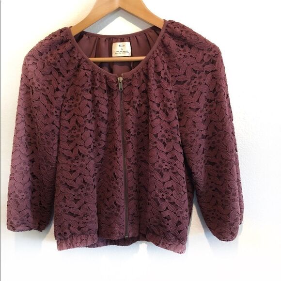 Pins and needles mauve lace bomber jacket S - Picture 1 of 8